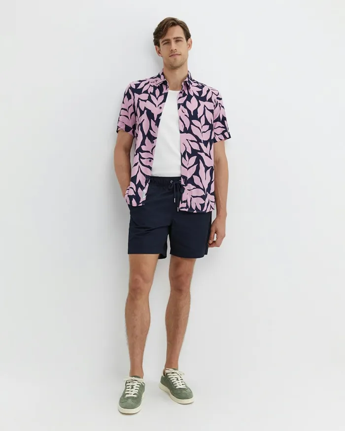 Sportscraft Ossary Short Sleeve Print Shirt Pinknavy Men Shirts