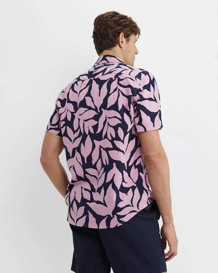 Sportscraft Ossary Short Sleeve Print Shirt Pinknavy Men Shirts