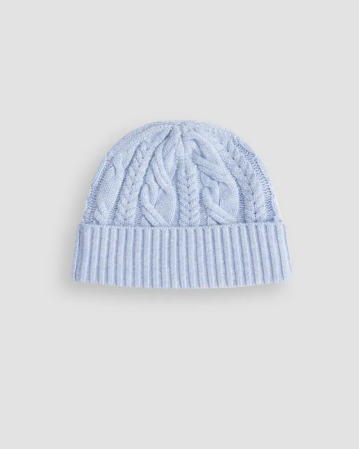 Sportscraft Pearl Cable Beanie Blue Melange Women Hats