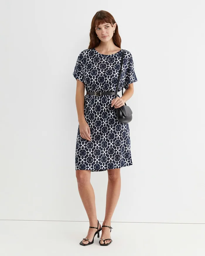 Sportscraft Perry Linen Dress Navywhite Women Dresses