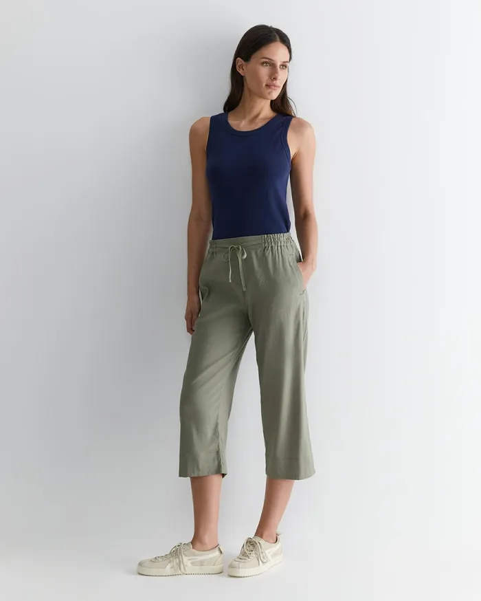 Sportscraft Rosa Crop Linen Pant Khaki Women Pants