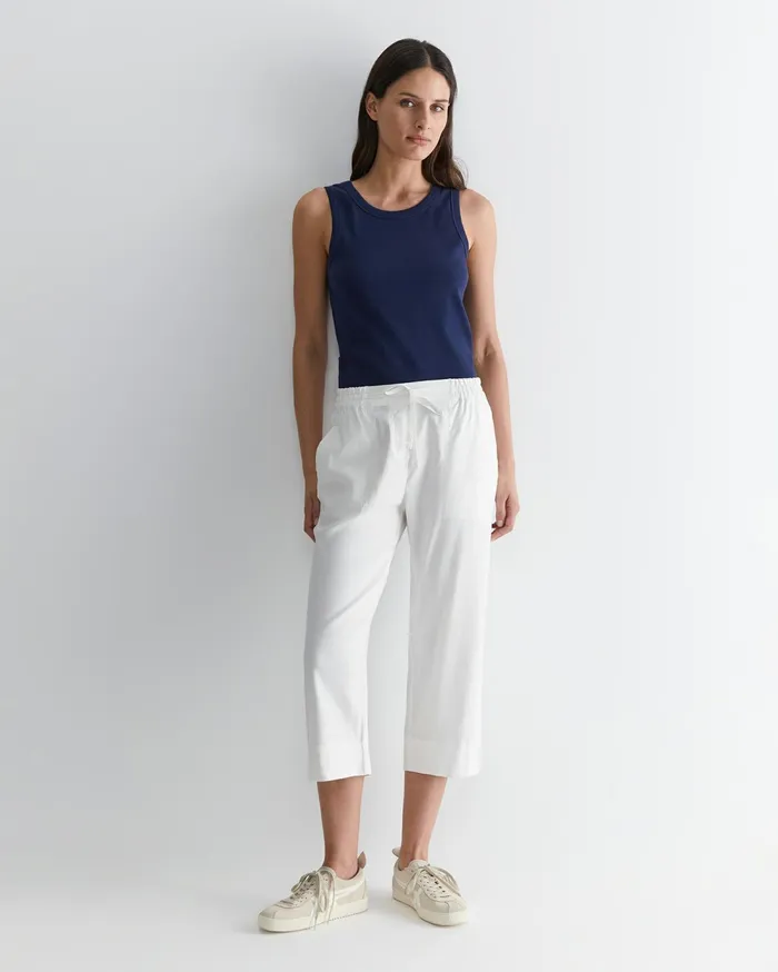 Sportscraft Rosa Crop Linen Pant White Women Pants