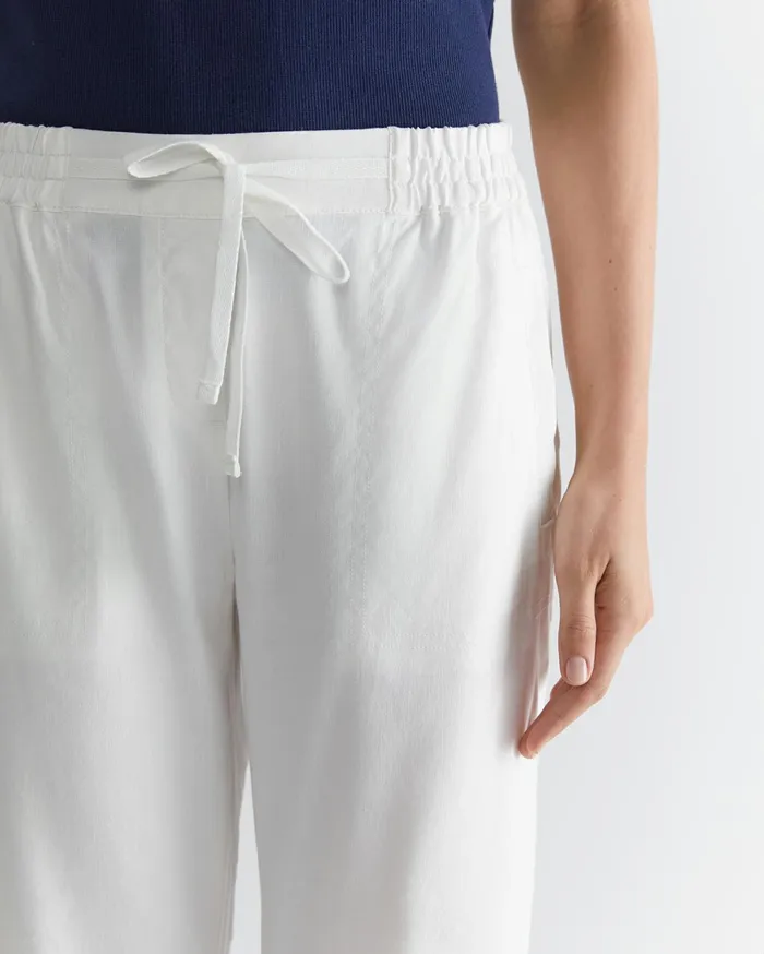 Sportscraft Rosa Crop Linen Pant White Women Pants