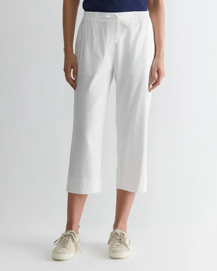 Sportscraft Rosa Crop Linen Pant White Women Pants