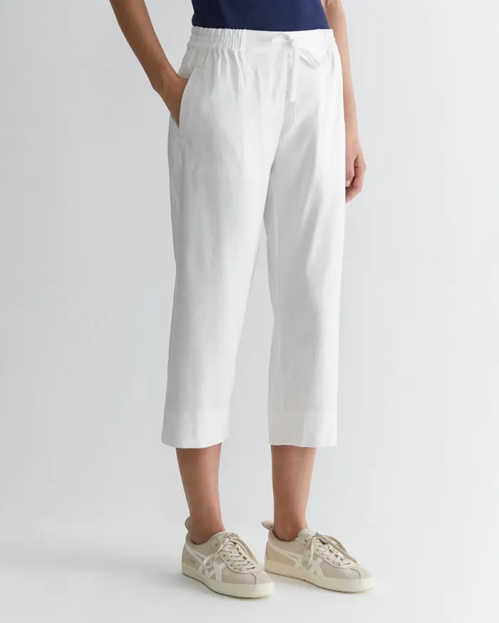 Sportscraft Rosa Crop Linen Pant White Women Pants