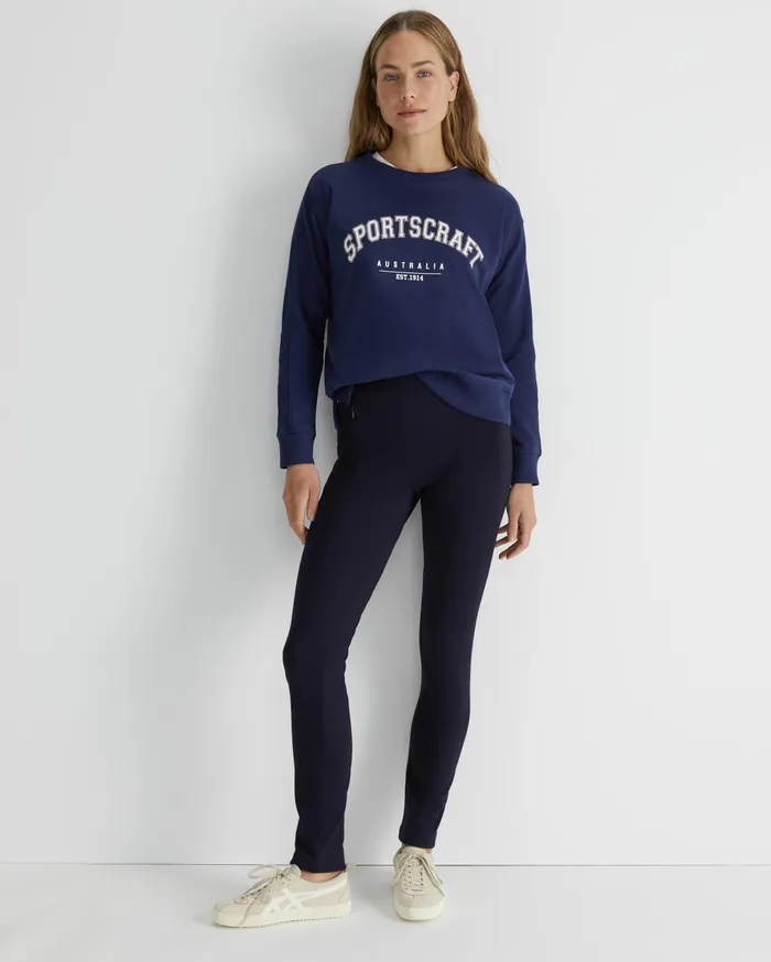 Sportscraft SC Crew Logo Sweat Navy Women Knits and Cardigans