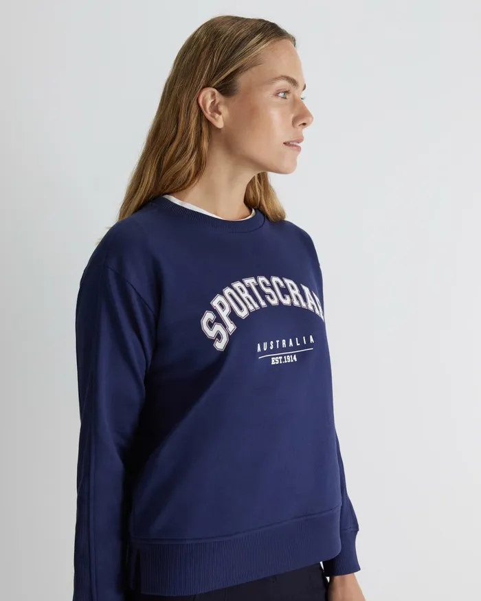 Sportscraft SC Crew Logo Sweat Navy Women Knits and Cardigans