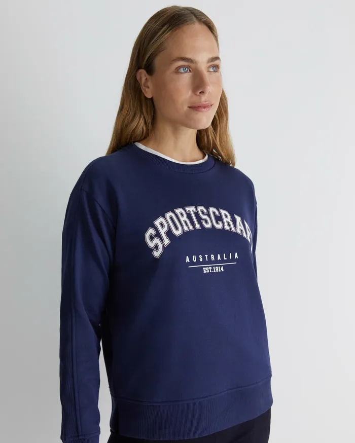 Sportscraft SC Crew Logo Sweat Navy Women Knits and Cardigans