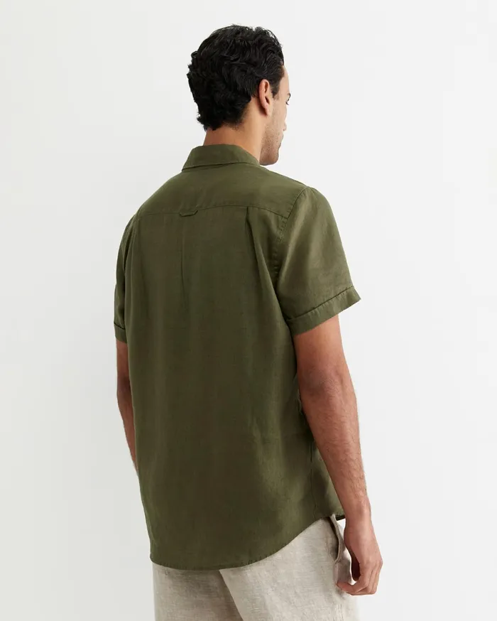 Sportscraft Short Sleeve Linen Shirt Khaki Men Shirts