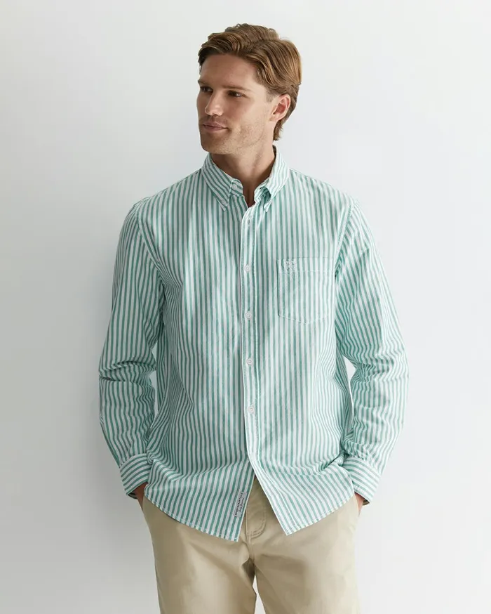 Sportscraft Stripe Oxford Shirt Foliage Men Shirts