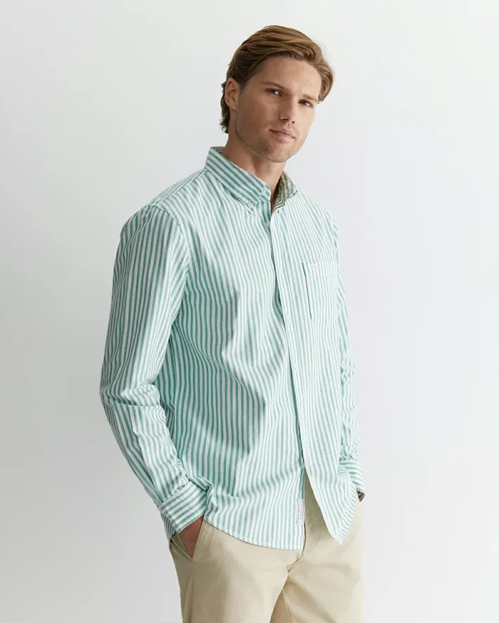 Sportscraft Stripe Oxford Shirt Foliage Men Shirts