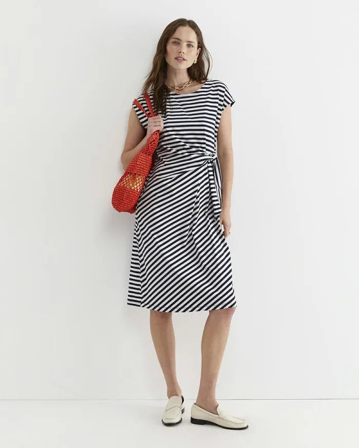 Sportscraft Tie Mercerised Cotton Jersey Dress Whitenavy Women Dresses