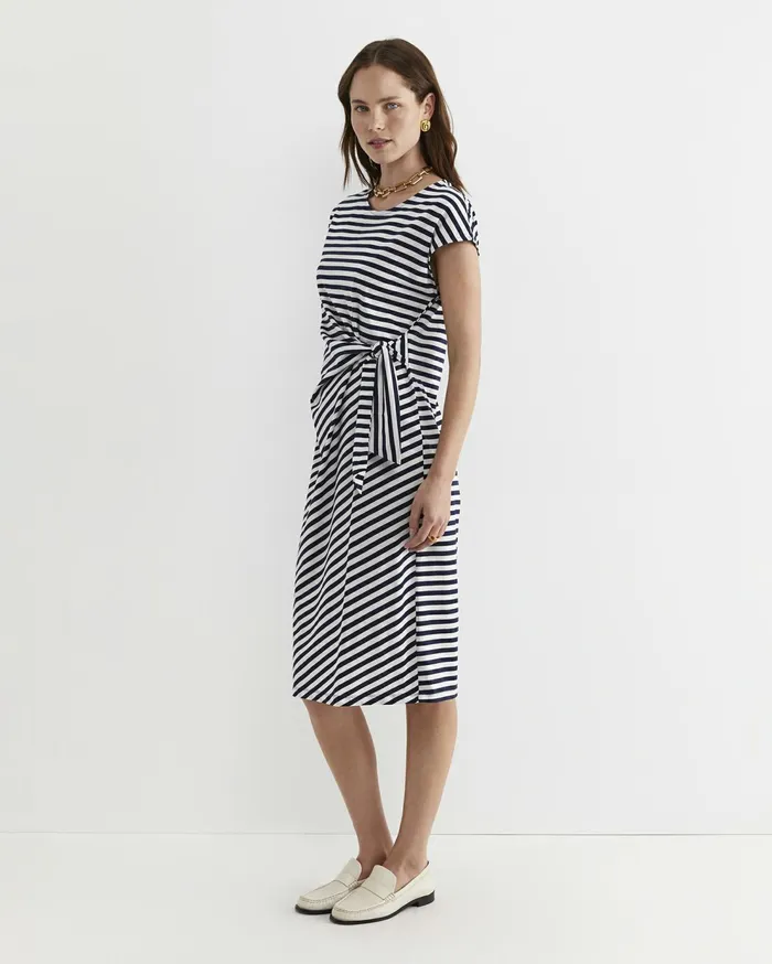 Sportscraft Tie Mercerised Cotton Jersey Dress Whitenavy Women Dresses