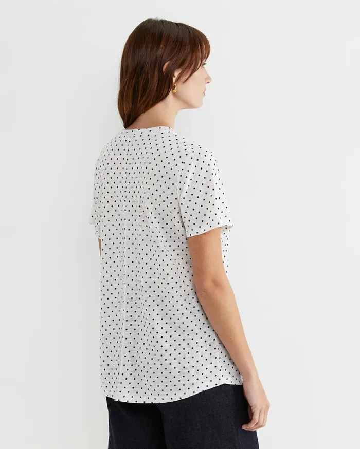 Sportscraft Tonia Spot Linen Tee Whitenavy Women Tops and Tees