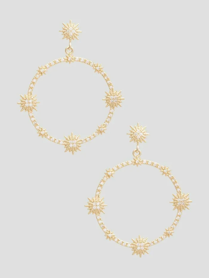 Starburst Statement Hoop Earrings Gold Women Jewelry GUESS
