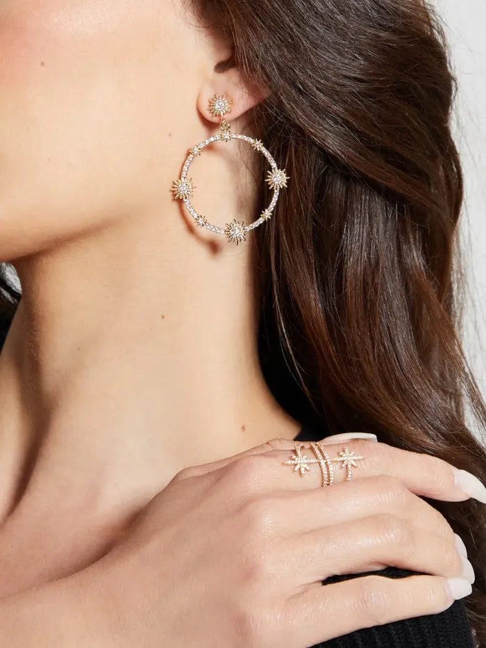 Starburst Statement Hoop Earrings Gold Women Jewelry GUESS Starburst Statement Hoop Earrings Gold Women Jewelry GUESS
