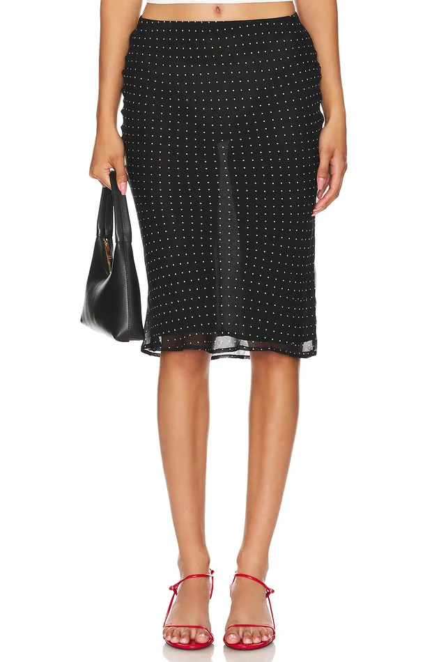 Stella Midi Skirt Black Polka Dot Women Lovers and Friends Skirts