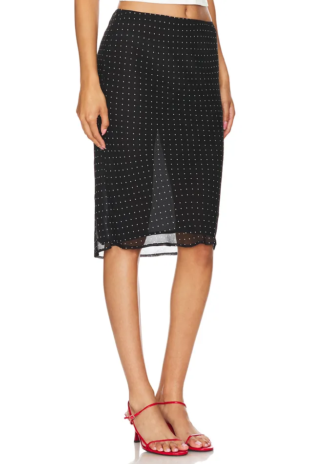 Stella Midi Skirt Black Polka Dot Women Lovers and Friends Skirts Stella Midi Skirt Black Polka Dot Women Lovers and Friends Skirts