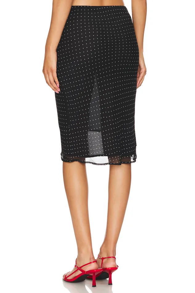 Stella Midi Skirt Black Polka Dot Women Lovers and Friends Skirts Stella Midi Skirt Black Polka Dot Women Lovers and Friends Skirts