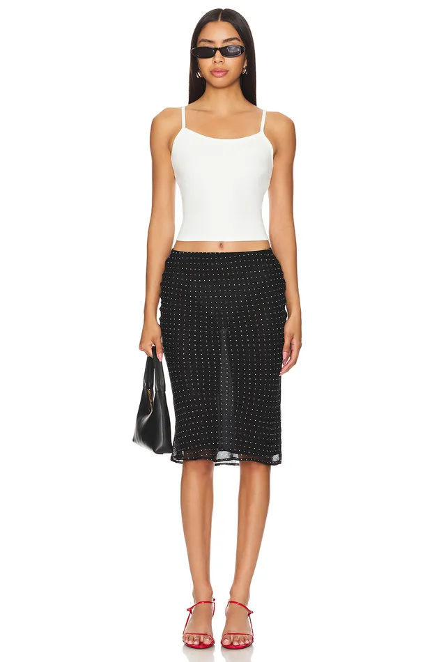 Stella Midi Skirt Black Polka Dot Women Lovers and Friends Skirts Stella Midi Skirt Black Polka Dot Women Lovers and Friends Skirts