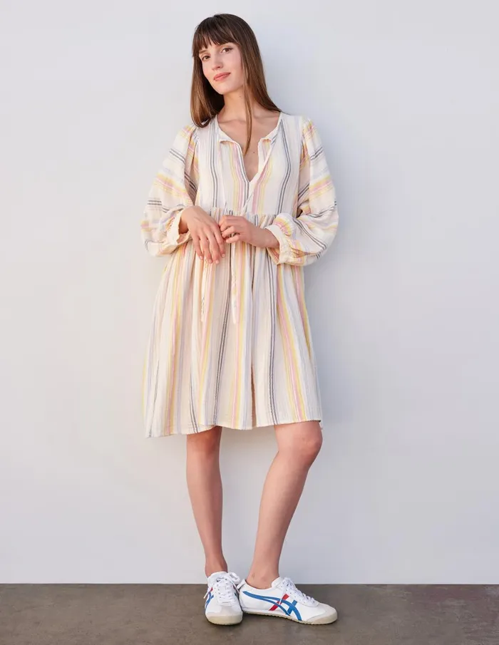 Sundry Clothing Dresses Women Women039s Midi Blouson Sleeve Dress In CreamMulti Stripes Creammulti Stripes Sundry Clothing Dresses Women Women039s Midi Blouson Sleeve Dress In CreamMulti Stripes Creammulti Stripes