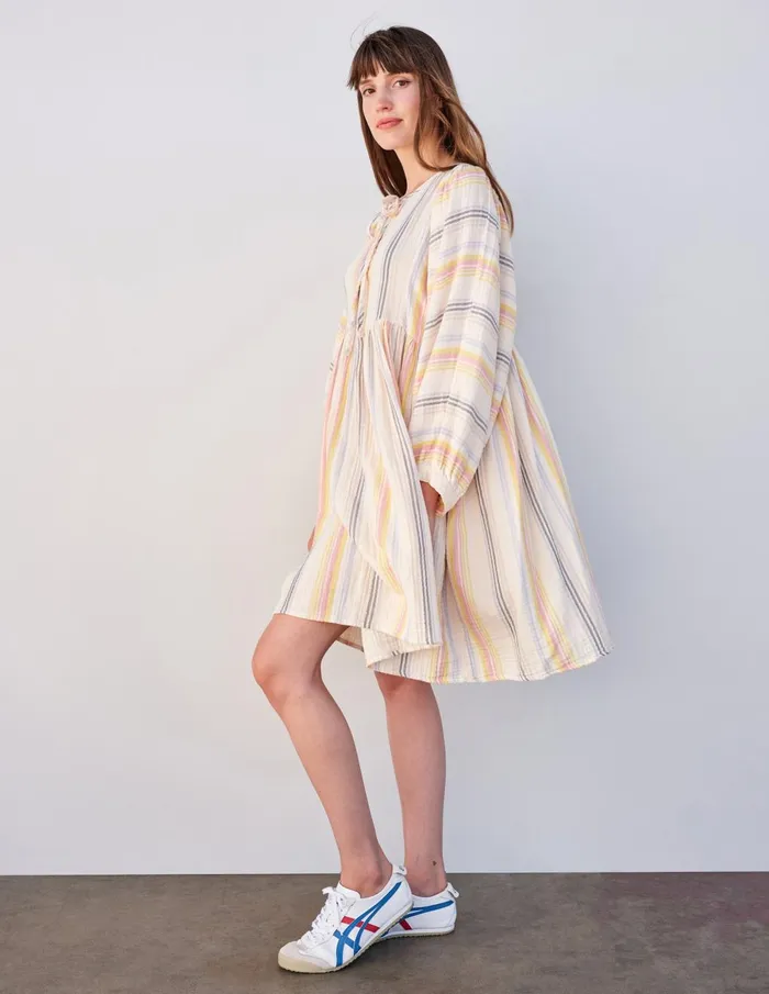 Sundry Clothing Dresses Women Women039s Midi Blouson Sleeve Dress In CreamMulti Stripes Creammulti Stripes Sundry Clothing Dresses Women Women039s Midi Blouson Sleeve Dress In CreamMulti Stripes Creammulti Stripes