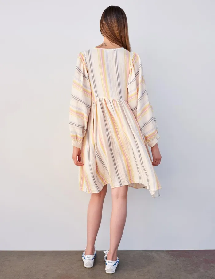 Sundry Clothing Dresses Women Women039s Midi Blouson Sleeve Dress In CreamMulti Stripes Creammulti Stripes Sundry Clothing Dresses Women Women039s Midi Blouson Sleeve Dress In CreamMulti Stripes Creammulti Stripes
