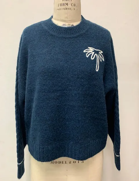 Sundry Clothing Sweaters Women Women039s Cable Sleeve Sweater With Embroidery In Deep Navy Deep Navy Sundry Clothing Sweaters Women Women039s Cable Sleeve Sweater With Embroidery In Deep Navy Deep Navy