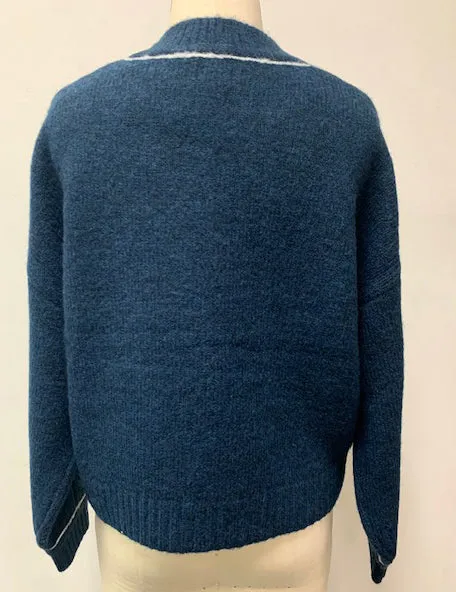 Sundry Clothing Sweaters Women Women039s Cable Sleeve Sweater With Embroidery In Deep Navy Deep Navy