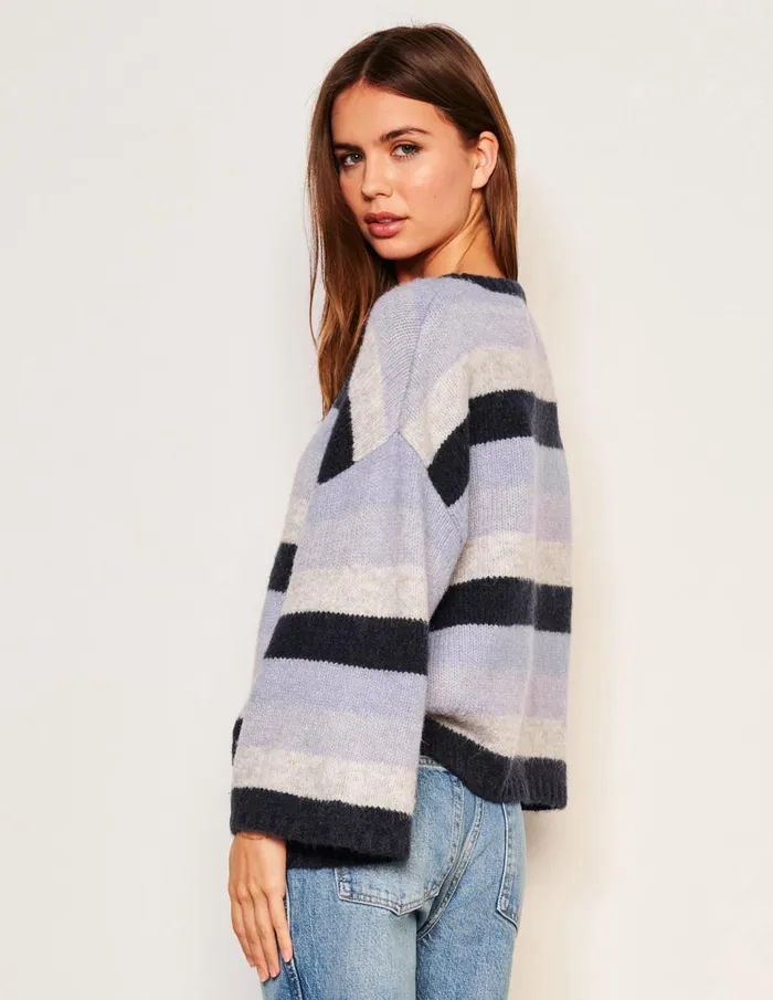 Sundry Clothing Sweaters Women Women039s Cropped Stripe Sweater In Lilac Smoke Lilac Smoke