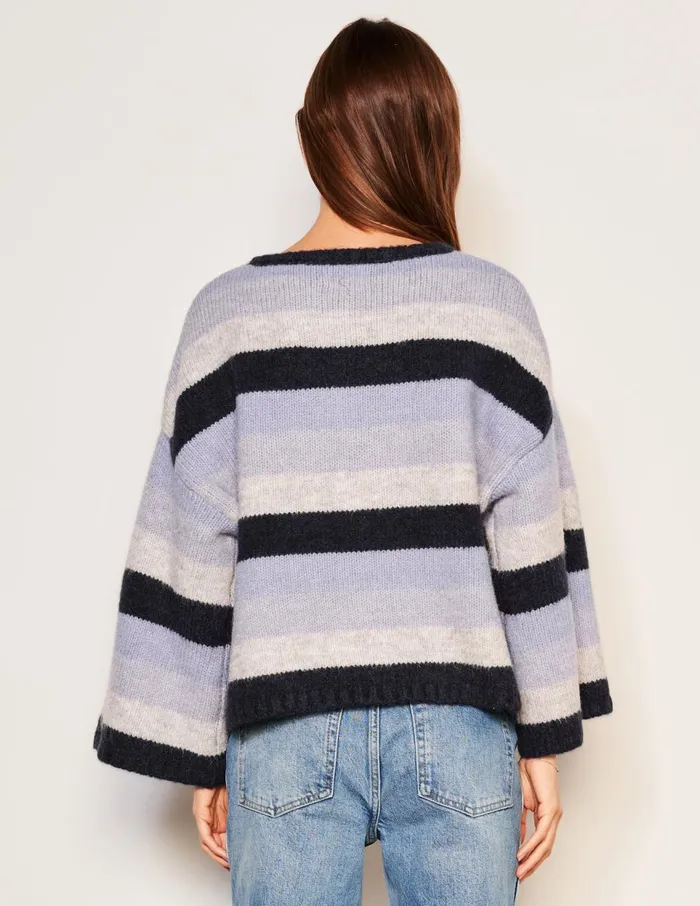 Sundry Clothing Sweaters Women Women039s Cropped Stripe Sweater In Lilac Smoke Lilac Smoke