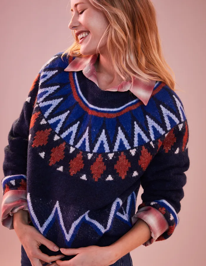 Sundry Clothing Sweaters Women Women039s Fairisle Crew Neck Sweater In Deep Navy Deep Navy Sundry Clothing Sweaters Women Women039s Fairisle Crew Neck Sweater In Deep Navy Deep Navy
