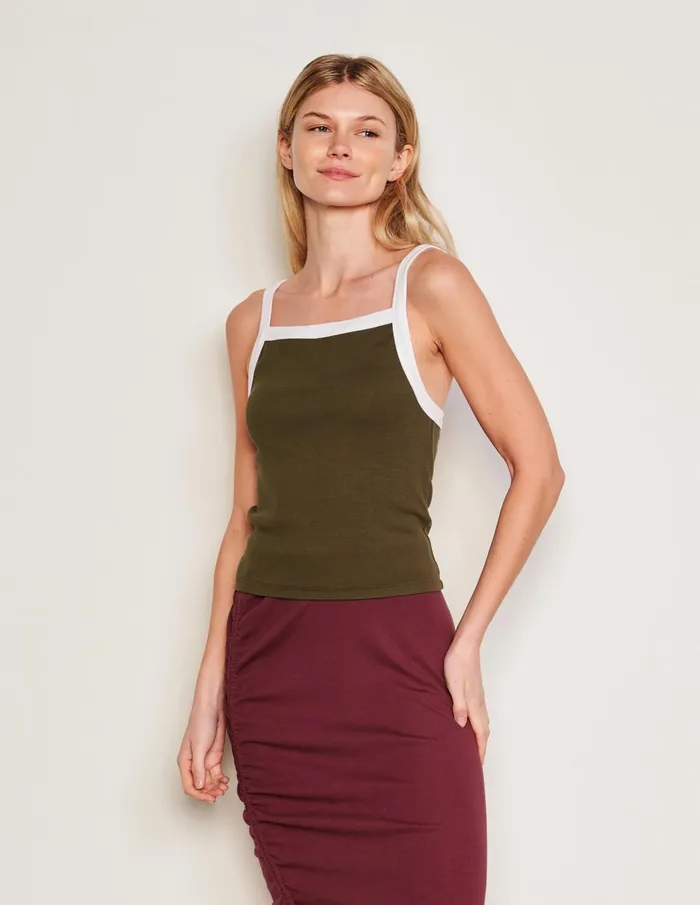 Sundry Clothing Tanks Women Women039s Ringer Apron Tank In Olive Olive