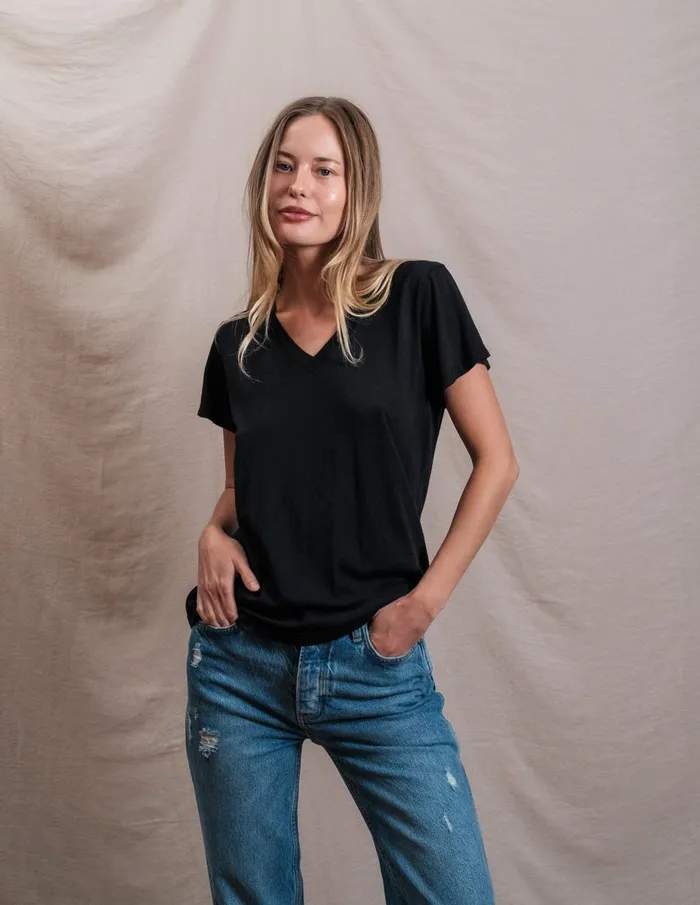 Sundry Clothing Tees Women Butter Soft VNeck In Black Black
