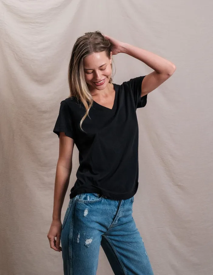 Sundry Clothing Tees Women Butter Soft VNeck In Black Black