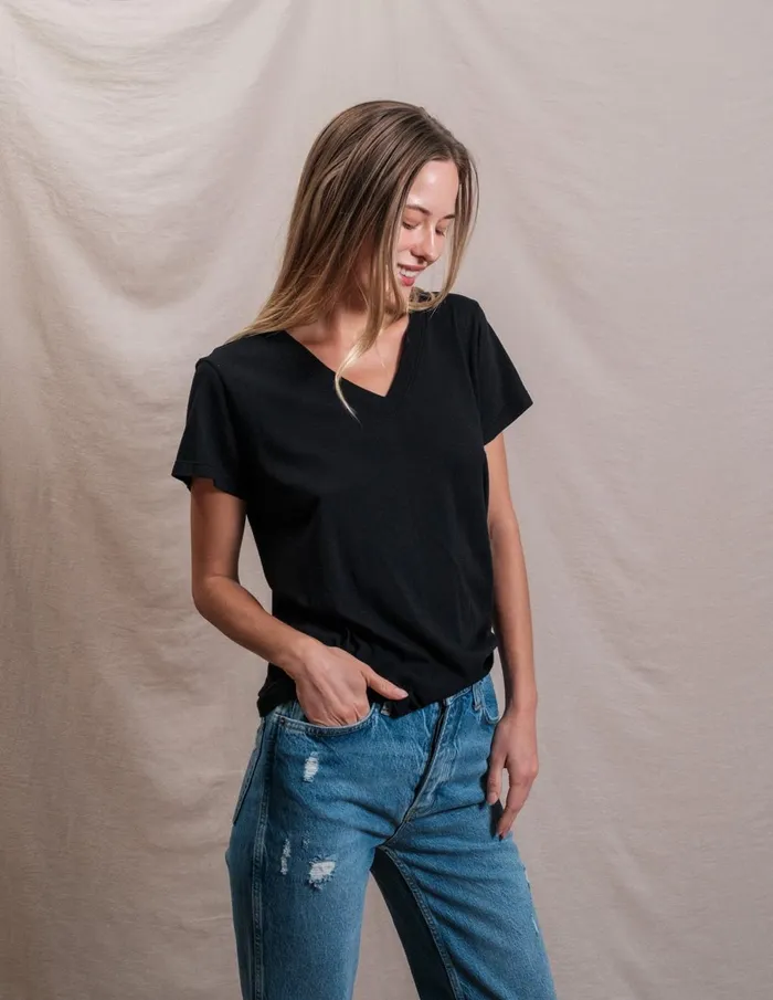 Sundry Clothing Tees Women Butter Soft VNeck In Black Black