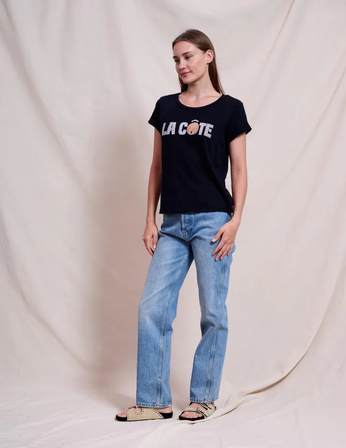 Sundry Clothing Tees Women Women039s La Cote Rolled Sleeve Tee In Deep Navy Deep Navy