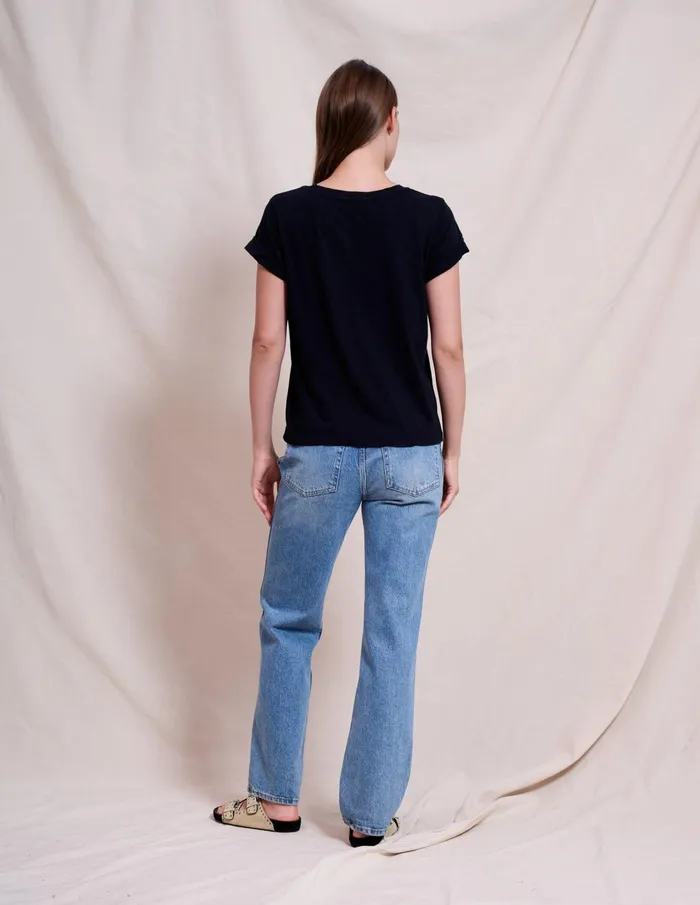 Sundry Clothing Tees Women Women039s La Cote Rolled Sleeve Tee In Deep Navy Deep Navy