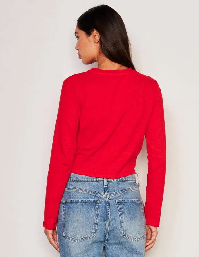 Sundry Clothing Tees Women Women039s Long Sleeve Twist Tee In Flare Red Flare Red