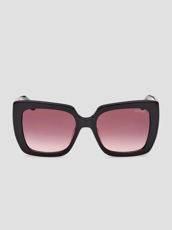 Sunglasses Women Square Logo Print Plastic Sunglasses Black GUESS