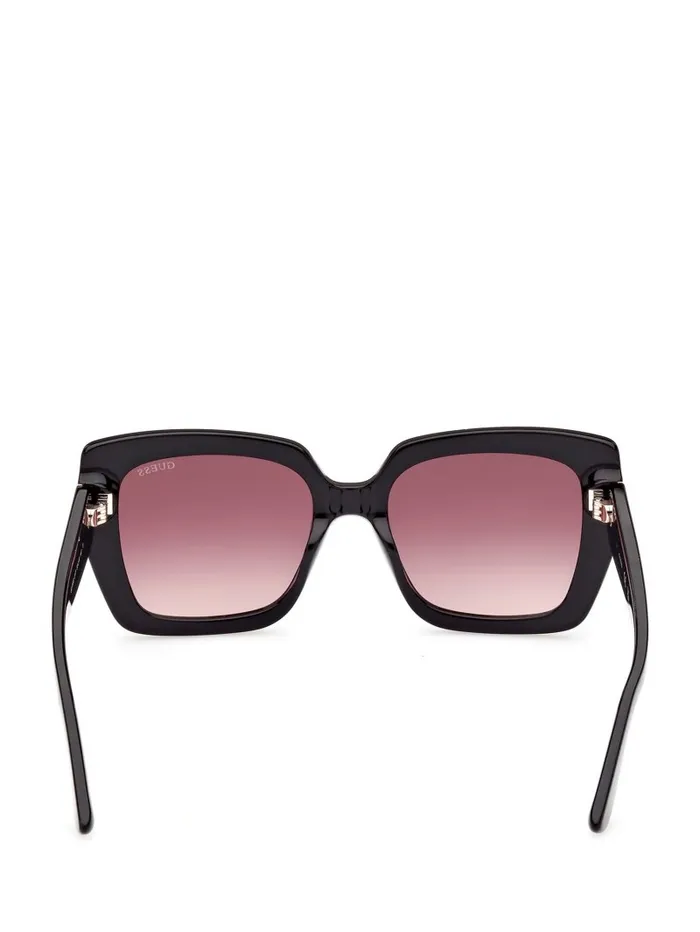 Sunglasses Women Square Logo Print Plastic Sunglasses Black GUESS