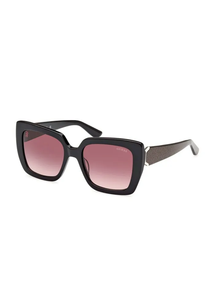 Sunglasses Women Square Logo Print Plastic Sunglasses Black GUESS