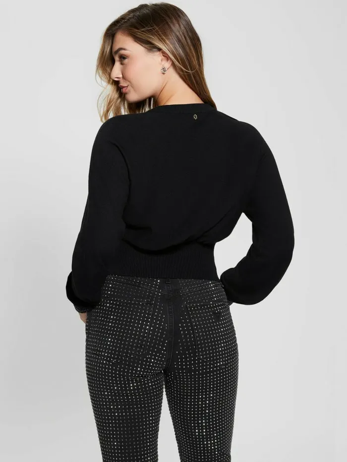 Sweaters and Knits Eco Posa Bling Cuff Sweater Jet BlackBlack 8211 GUESS Women