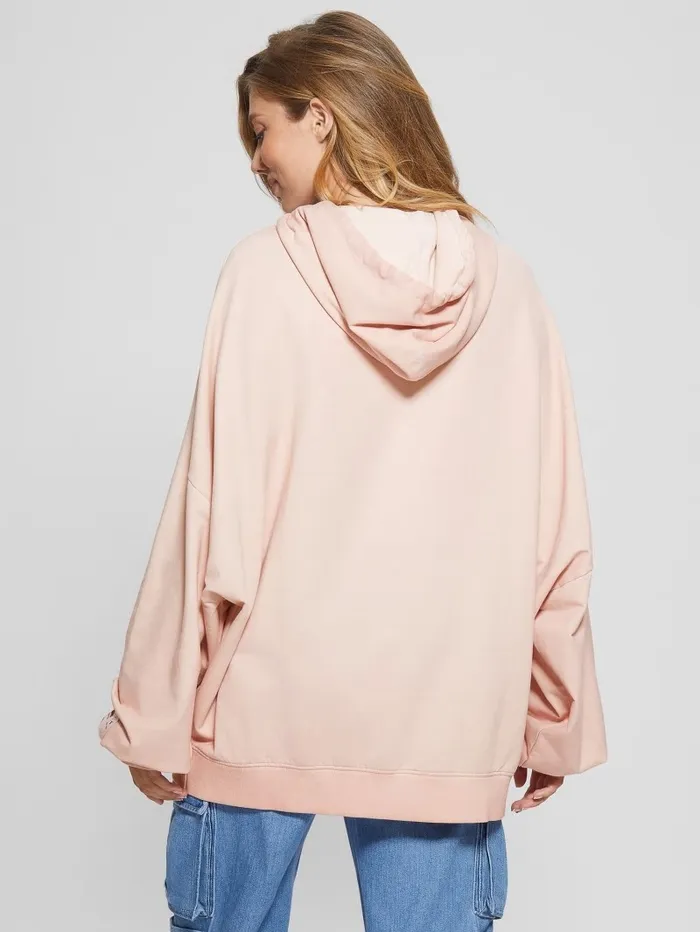 Sweaters and Knits GUESS Women Rhinestone Bunny Graphic Hoodie Smooth Pink Multi