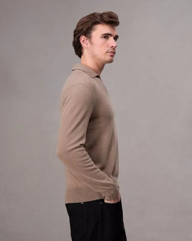 SweatersPolos rag and bone Men Downing Cashmere Polo BlackDesert
