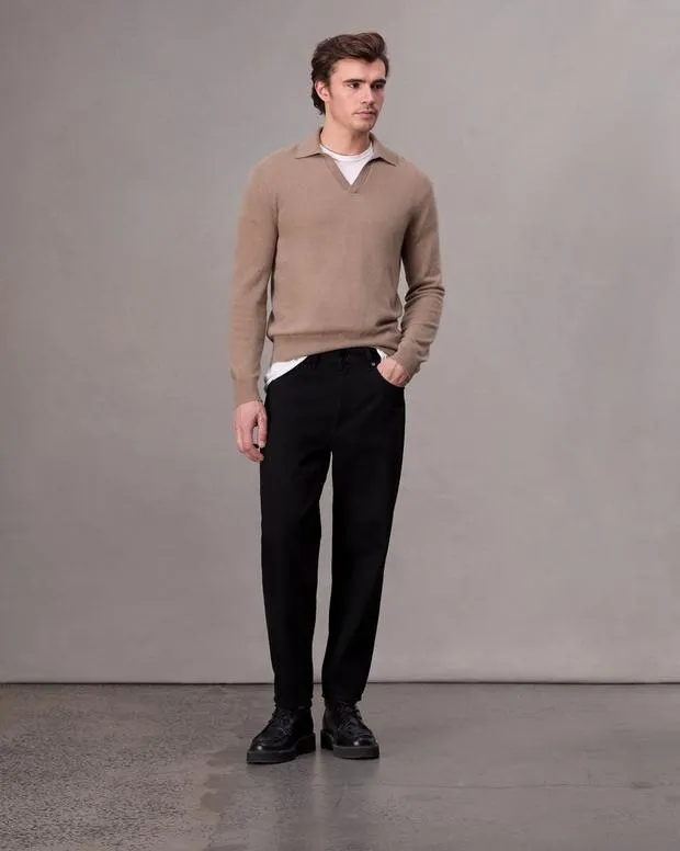 SweatersPolos rag and bone Men Downing Cashmere Polo BlackDesert