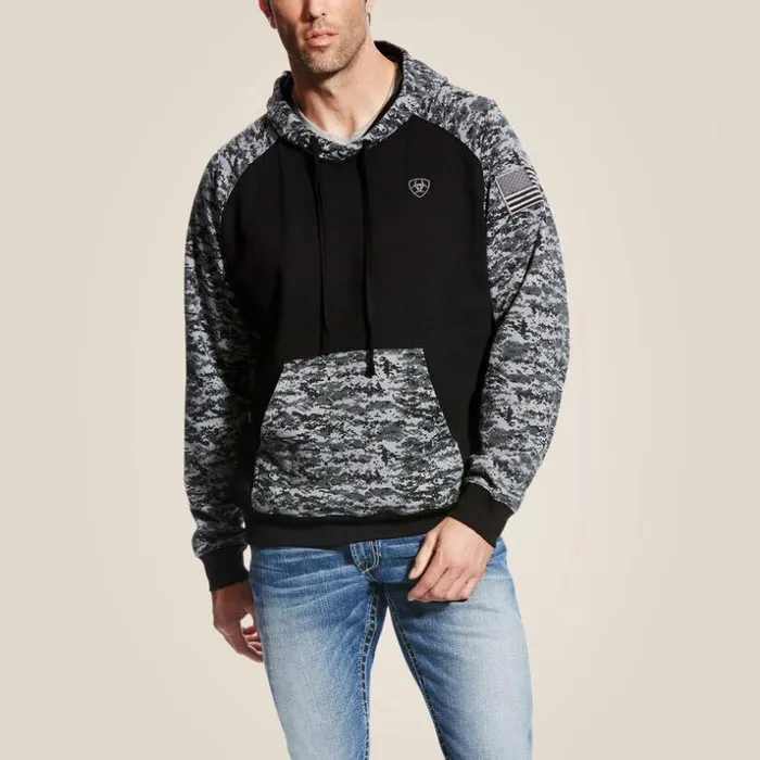 Sweatshirts and Hoodies Men Ariat Patriot Hoodie Black Digi Camo