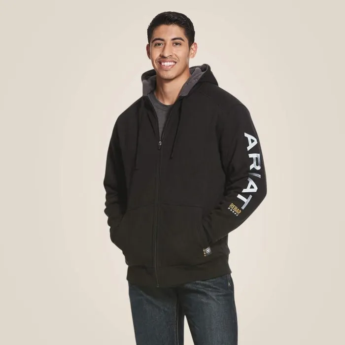 Sweatshirts and Hoodies Men Ariat Rebar AllWeather Full Zip Hoodie Black