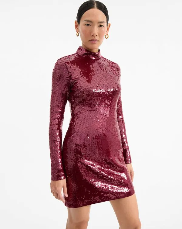 Sylee Sequin Dress Wine Women Veronica Beard Dresses