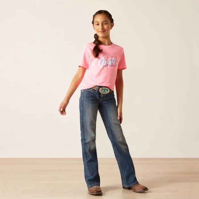 TShirts and Polos Kids Ariat Ariat Rainbow Script TShirt Neon Pink Heather TShirts and Polos Kids Ariat Ariat Rainbow Script TShirt Neon Pink Heather